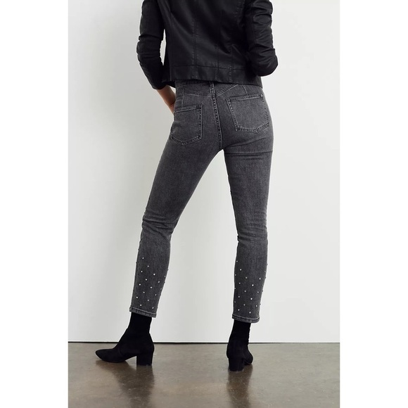 NWT Anthropologie Pilcro Ultra High-Rise Beaded Straight Jeans - Picture 3 of 11